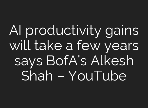 <b>AI</b> productivity gains will take a few years says BofA’s Alkesh Shah – YouTube