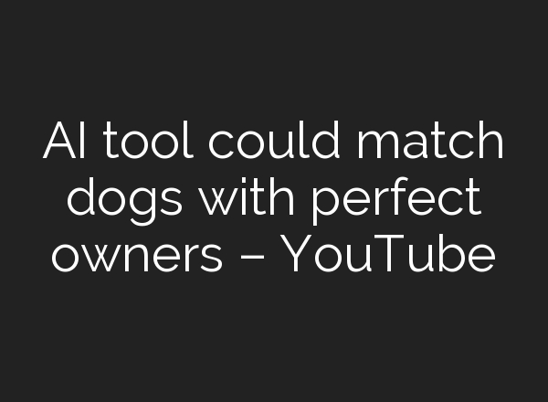<b>AI</b> tool could match dogs with perfect owners – YouTube