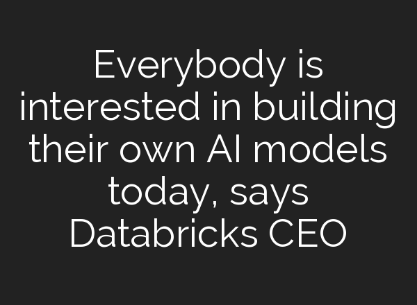 Everybody is interested in building their own <b>AI</b> models today, says Databricks CEO