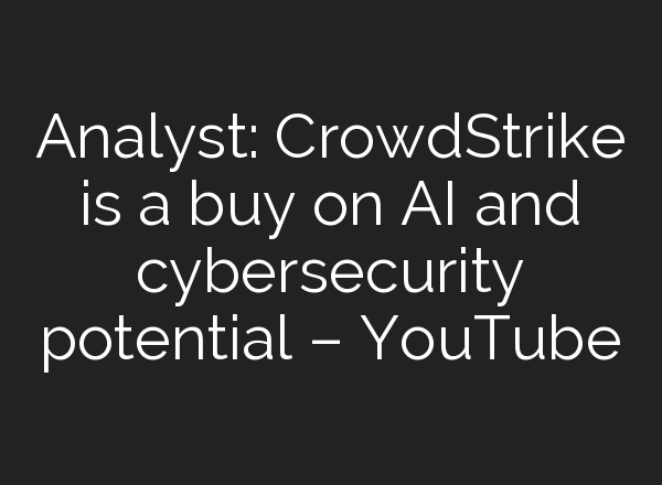 Analyst: CrowdStrike is a buy on <b>AI</b> and cybersecurity potential – YouTube
