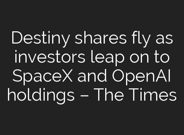 Destiny shares fly as investors leap on to SpaceX and <b>OpenAI</b> holdings – The Times