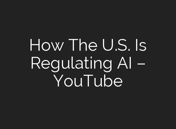 How The U.S. Is Regulating <b>AI</b> – YouTube