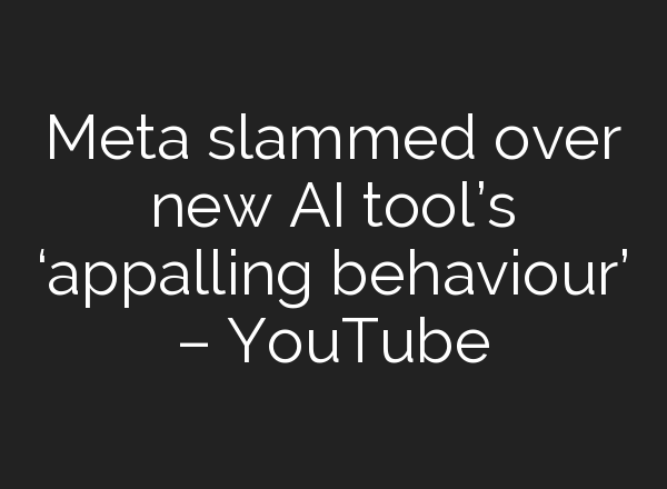 Meta slammed over new <b>AI</b> tool’s ‘appalling behaviour’ – YouTube