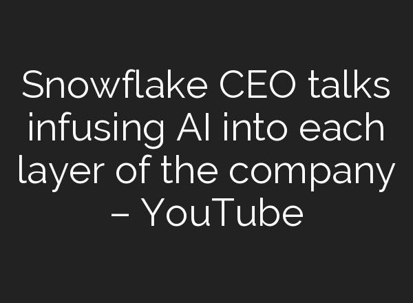 Snowflake CEO talks infusing <b>AI</b> into each layer of the company – YouTube