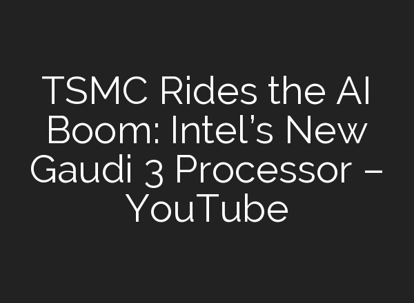 TSMC Rides the <b>AI</b> Boom: Intel’s New Gaudi 3 Processor – YouTube