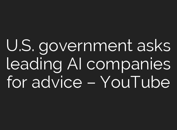 U.S. government asks leading <b>AI</b> companies for advice – YouTube