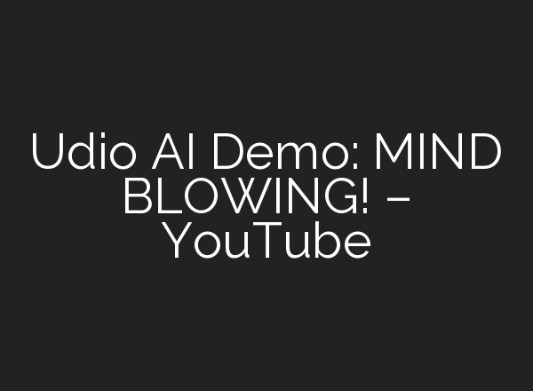 Udio <b>AI</b> Demo: MIND BLOWING! – YouTube