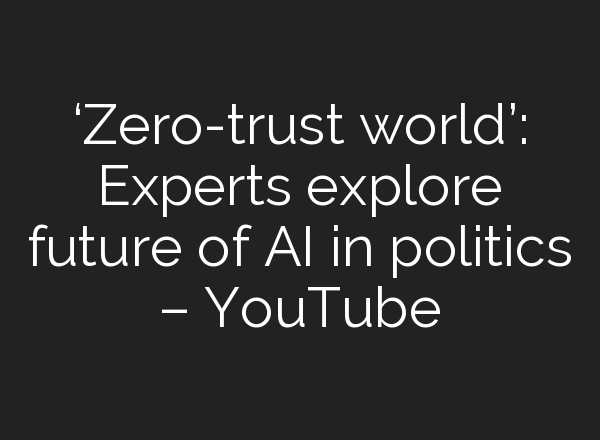 ‘Zero-trust world’: Experts explore future of <b>AI</b> in politics – YouTube
