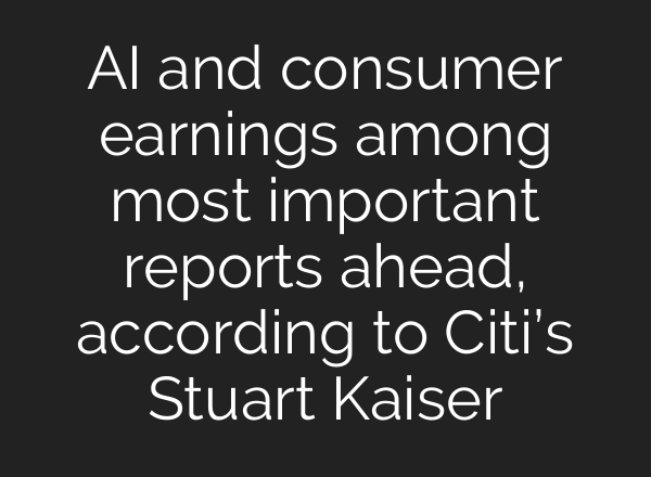 <b>AI</b> and consumer earnings among most important reports ahead, according to Citi’s Stuart Kaiser