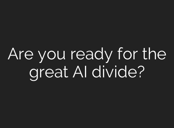 Are you ready for the great AI divide?