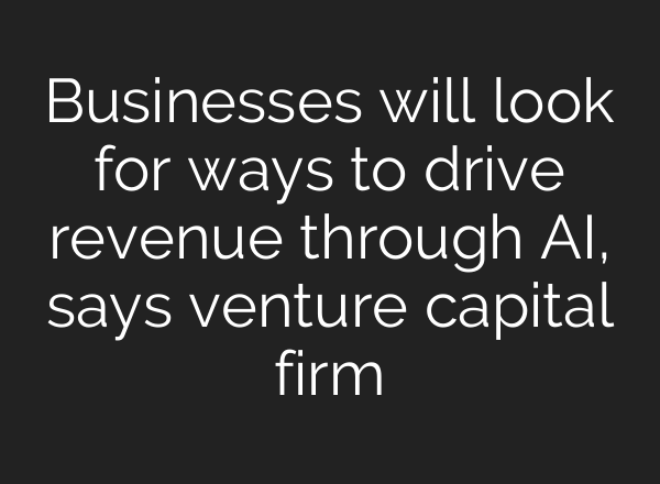 Businesses will look for ways to drive revenue through <b>AI</b>, says venture capital firm