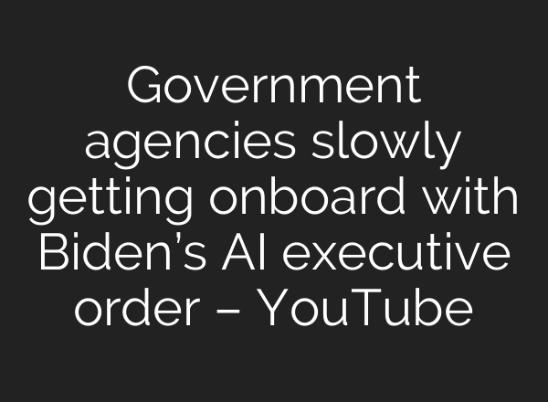 Government agencies slowly getting onboard with Biden’s <b>AI</b> executive order – YouTube