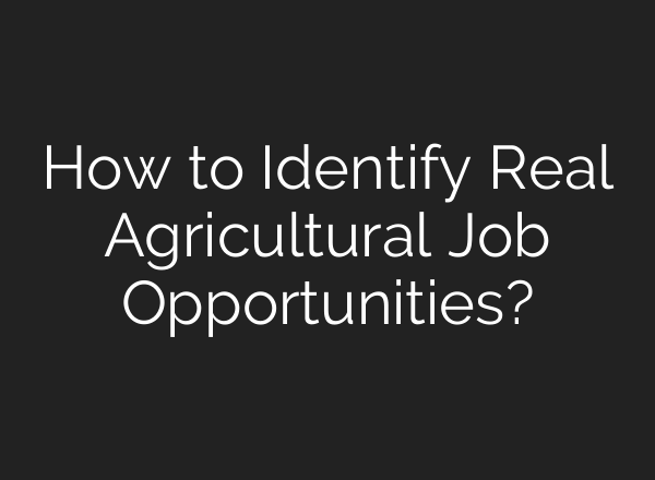 How to Identify Real Agricultural Job Opportunities?