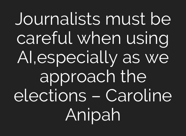 Journalists must be careful when using <b>AI</b>,especially as we approach the elections – Caroline Anipah