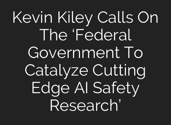 Kevin Kiley Calls On The ‘Federal Government To Catalyze Cutting Edge <b>AI</b> Safety Research’