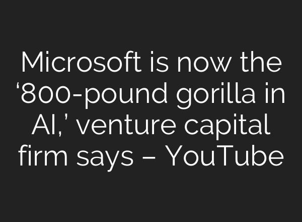 Microsoft is now the ‘800-pound gorilla in <b>AI</b>,’ venture capital firm says – YouTube