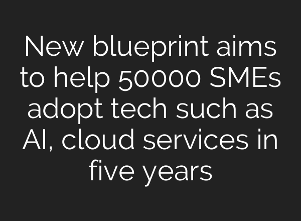 New blueprint aims to help 50000 SMEs adopt tech such as <b>AI</b>, cloud services in five years