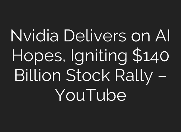 Nvidia Delivers on <b>AI</b> Hopes, Igniting $140 Billion Stock Rally – YouTube