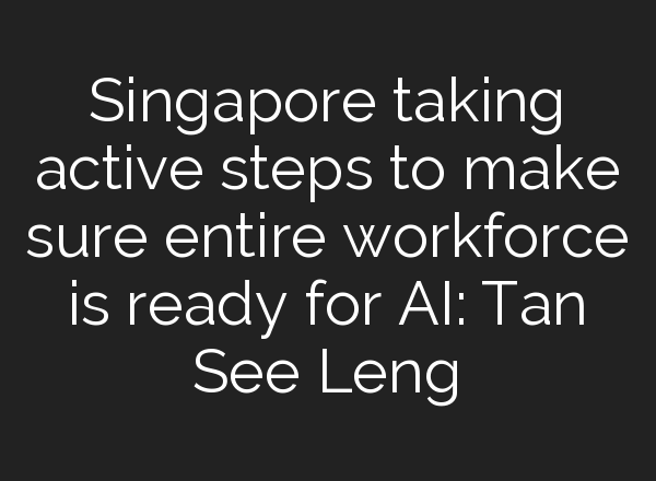 Singapore taking active steps to make sure entire workforce is ready for <b>AI</b>: Tan See Leng