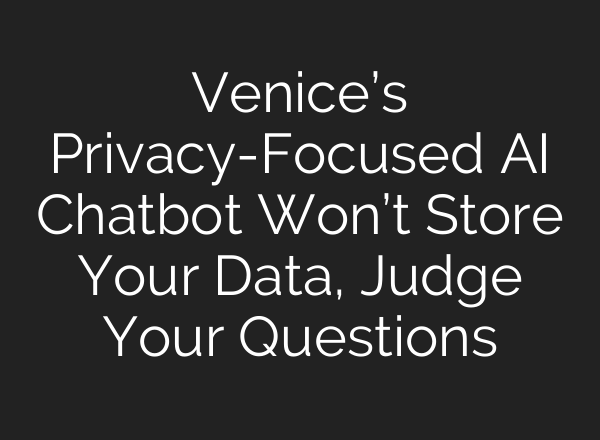 Venice’s Privacy-Focused AI Chatbot Won’t Store Your Data, Judge Your Questions