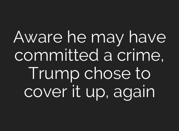Aware he may have committed a crime, Trump chose to cover it up, again