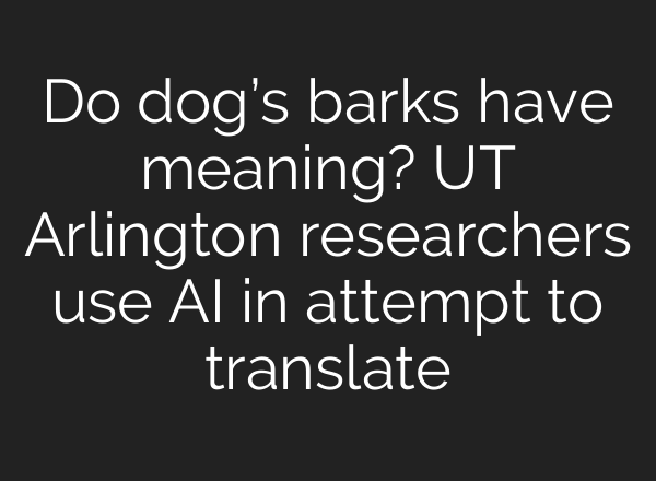 Do dog’s barks have meaning? UT Arlington researchers use <b>AI</b> in attempt to translate