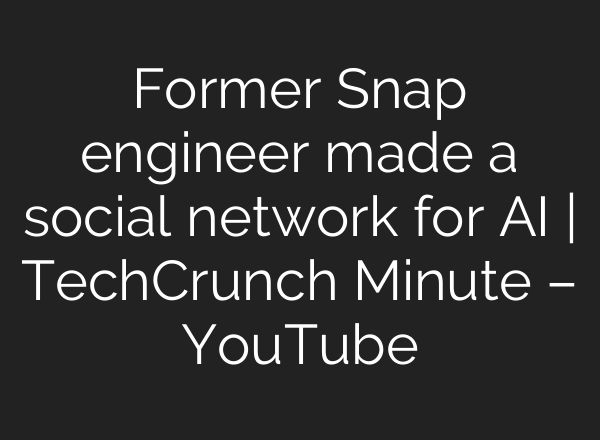 Former Snap engineer made a social network for <b>AI</b> | TechCrunch Minute – YouTube