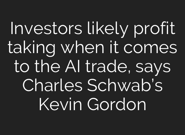 Investors likely profit taking when it comes to the <b>AI</b> trade, says Charles Schwab’s Kevin Gordon