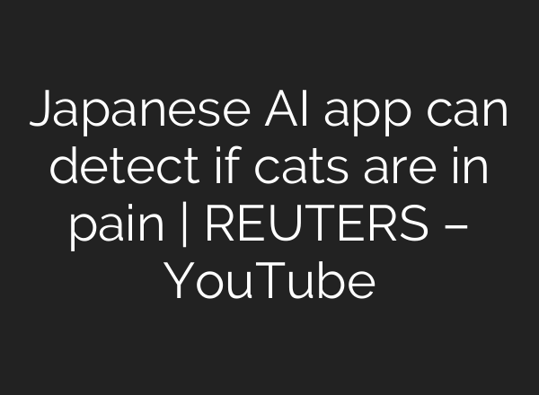 Japanese <b>AI</b> app can detect if cats are in pain | REUTERS – YouTube