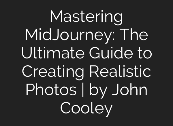 Mastering <b>MidJourney</b>: The Ultimate Guide to Creating Realistic Photos | by John Cooley