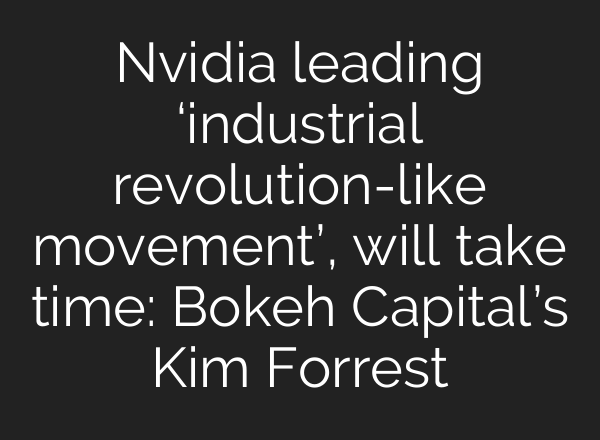 Nvidia leading ‘industrial revolution-like movement’, will take time: Bokeh Capital’s Kim Forrest