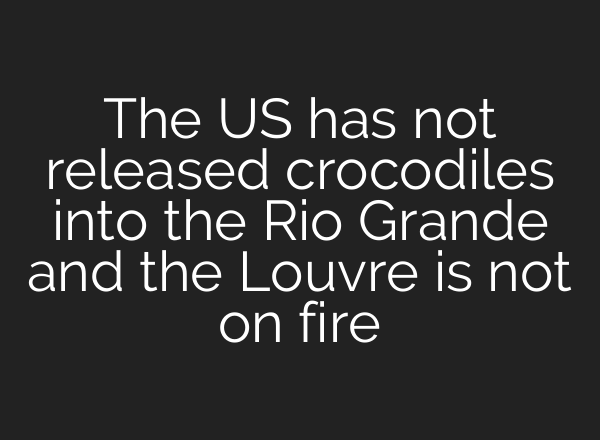 The US has not released crocodiles into the Rio Grande and the Louvre is not on fire