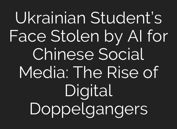Ukrainian Student’s Face Stolen by <b>AI</b> for Chinese Social Media: The Rise of Digital Doppelgangers