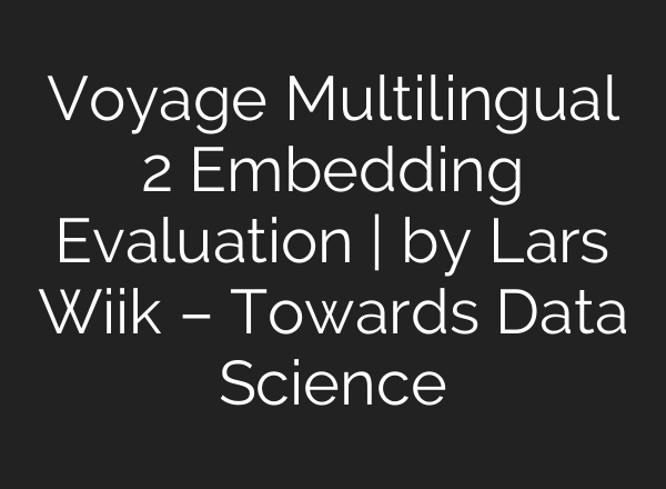 Voyage Multilingual 2 Embedding Evaluation | by Lars Wiik – Towards Data Science