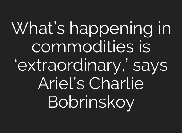 What’s happening in commodities is ‘extraordinary,’ says Ariel’s Charlie Bobrinskoy