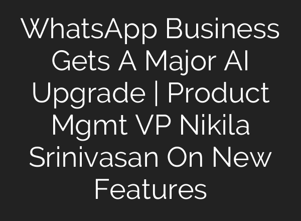 WhatsApp Business Gets A Major <b>AI</b> Upgrade | Product Mgmt VP Nikila Srinivasan On New Features