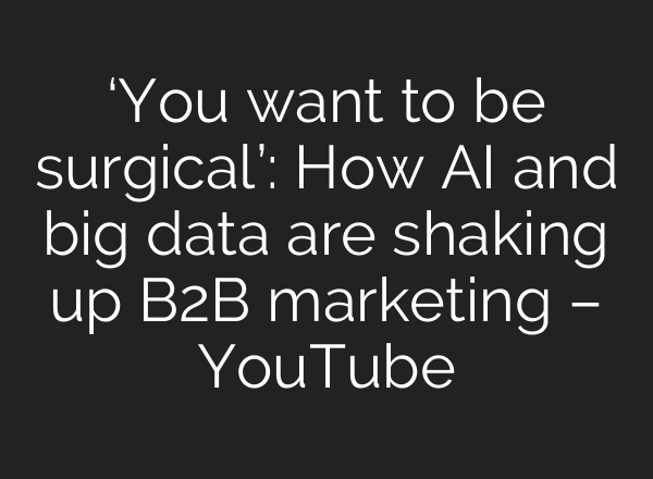 ‘You want to be surgical’: How <b>AI</b> and big data are shaking up B2B marketing – YouTube