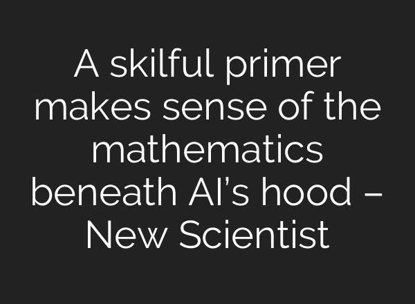 A skilful primer makes sense of the mathematics beneath AI’s hood – New Scientist