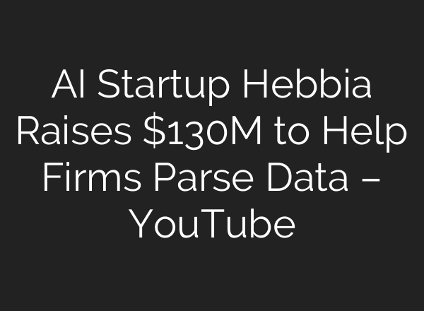 <b>AI</b> Startup Hebbia Raises $130M to Help Firms Parse Data – YouTube