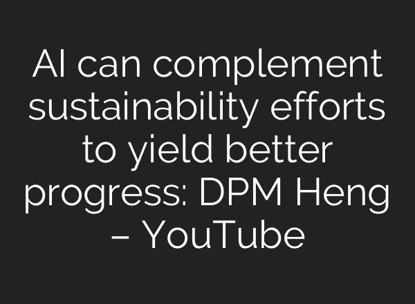 <b>AI</b> can complement sustainability efforts to yield better progress: DPM Heng – YouTube