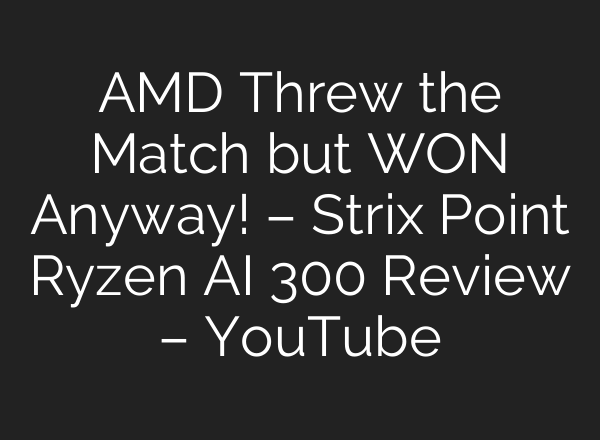 AMD Threw the Match but WON Anyway! – Strix Point Ryzen <b>AI</b> 300 Review – YouTube