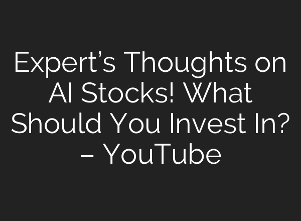 Expert’s Thoughts on <b>AI</b> Stocks! What Should You Invest In? – YouTube