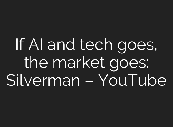 If <b>AI</b> and tech goes, the market goes: Silverman – YouTube