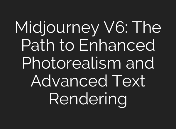 <b>Midjourney</b> V6: The Path to Enhanced Photorealism and Advanced Text Rendering