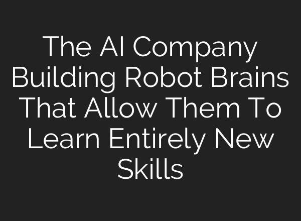 The <b>AI</b> Company Building Robot Brains That Allow Them To Learn Entirely New Skills