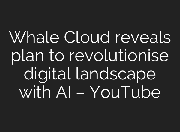 Whale Cloud reveals plan to revolutionise digital landscape with <b>AI</b> – YouTube