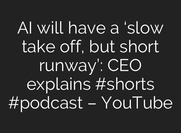 <b>AI</b> will have a ‘slow take off, but short runway’: CEO explains #shorts #podcast – YouTube