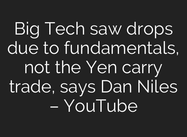 Big Tech saw drops due to fundamentals, not the Yen carry trade, says Dan Niles – YouTube