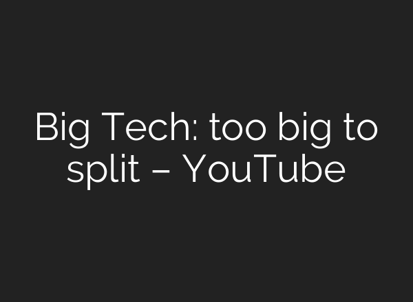 Big Tech: too big to split – YouTube
