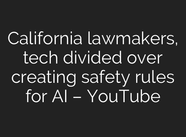 California lawmakers, tech divided over creating safety rules for <b>AI</b> – YouTube